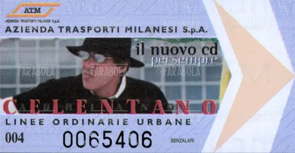 Il biglietto dell'ATM con l'effige di Adriano Celentano, 2002 - Farabola Immagine digitale