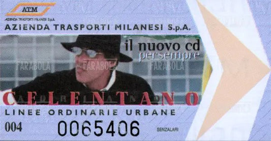 Il biglietto dell'ATM con l'effige di Adriano Celentano, 2002 - Farabola Immagine digitale