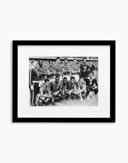 Il Brasile campione del mondo, 1958 — stampa fine art con cornice nera