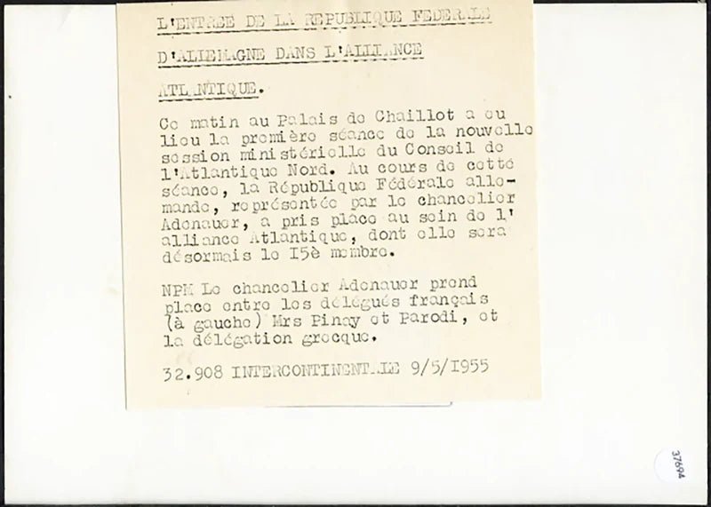 Il cancelliere Adenauer alla Nato 1955 Ft 37694 - Stampa 18x13 cm - Farabola Stampa ai sali d'argento