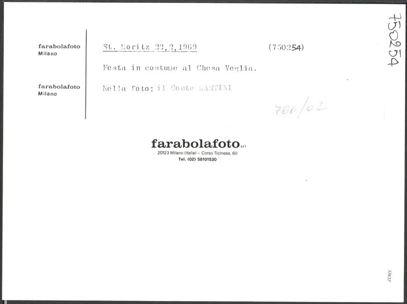Il conte Martini a Sankt Moritz 1969 Ft 37437 - Stampa 24x18 cm - Farabola Stampa ai sali d'argento