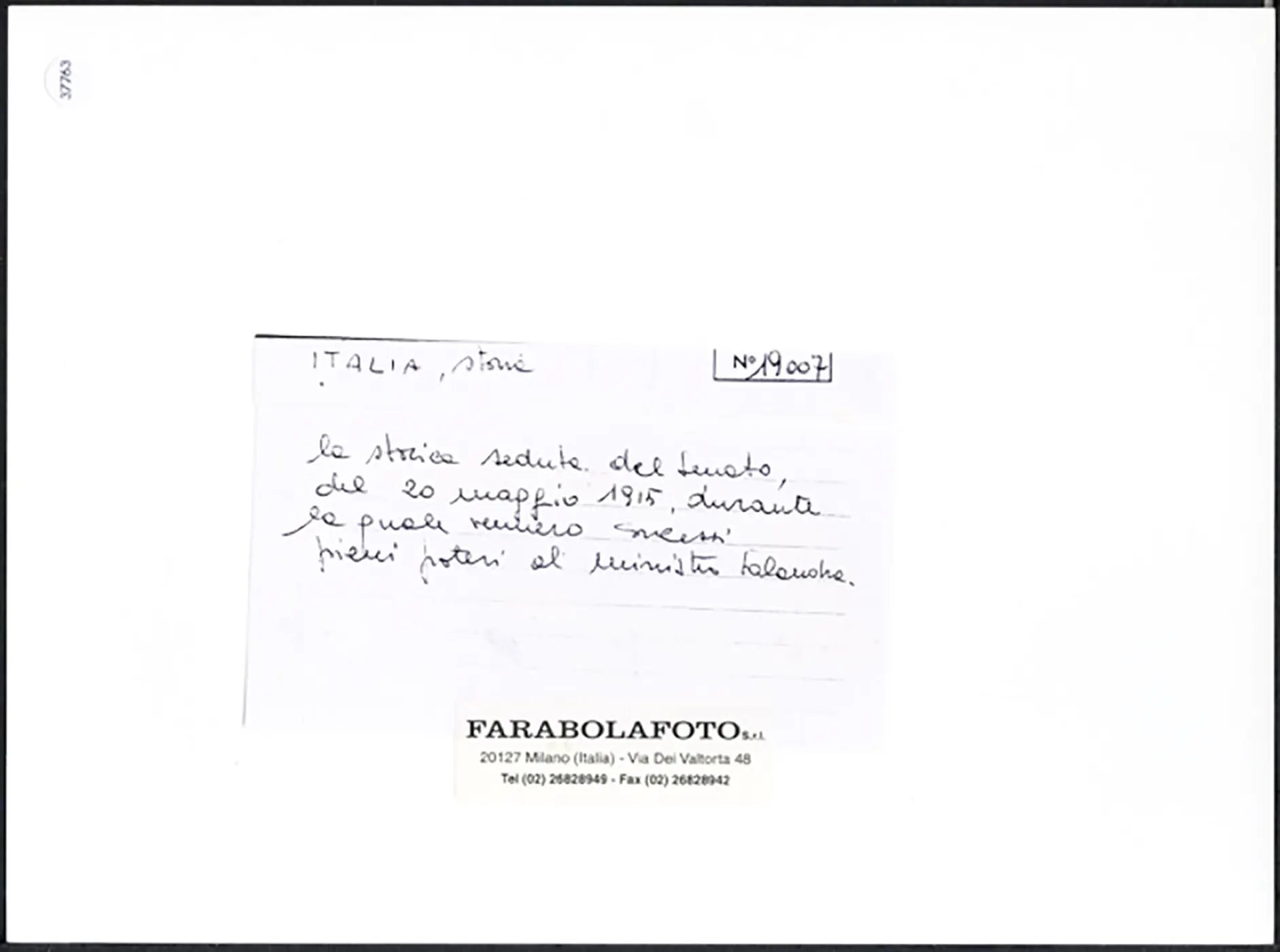 Il Senato concede pieni poteri a Salandra 1915 Ft 37763 - Stampa 24x18 cm - Farabola Stampa ai sali d'argento (anni 90)