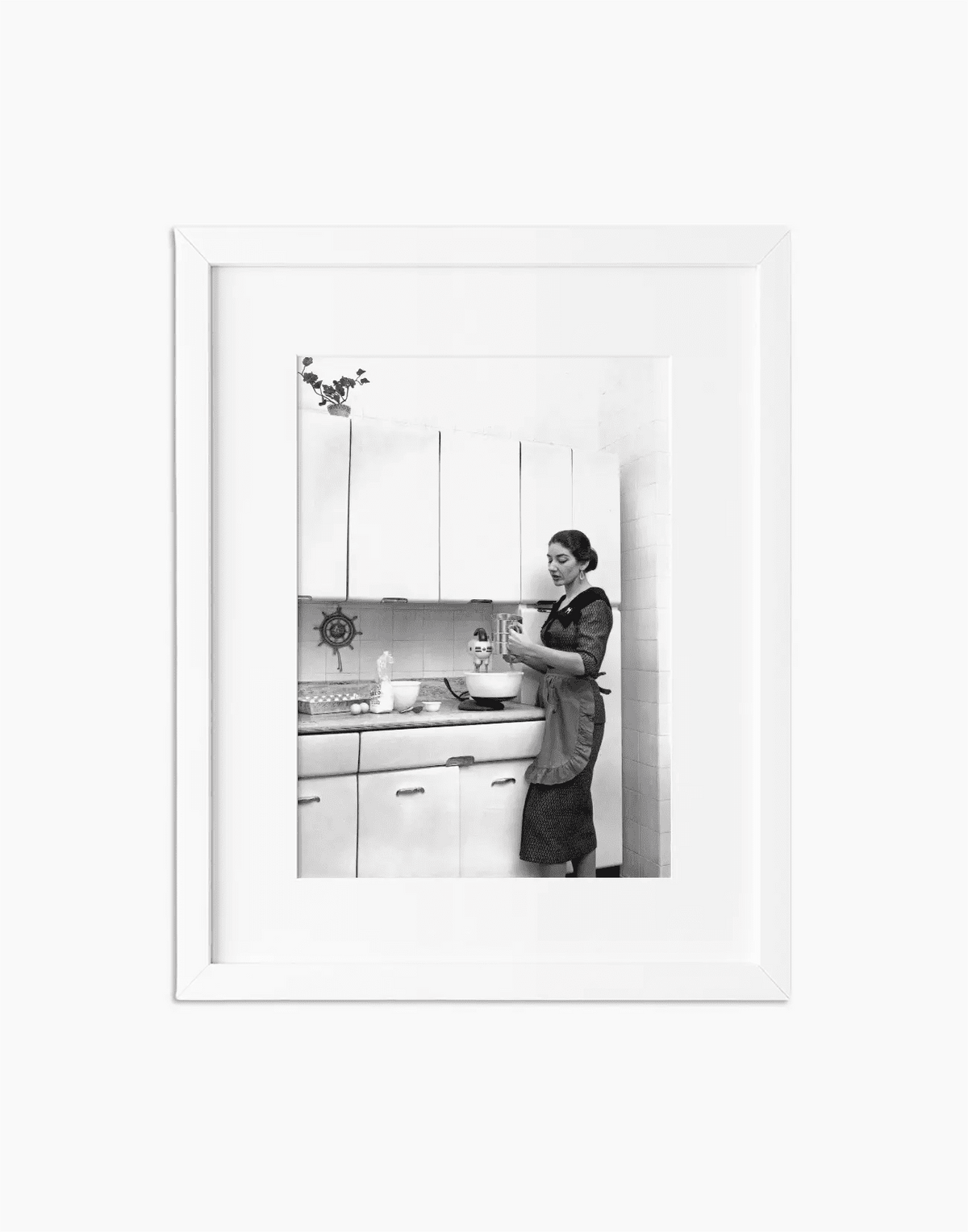 Il soprano Maria Callas, 1956 — stampa fine art con cornice bianca