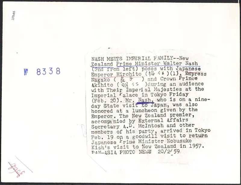 Imperatore Ihorito e Walter Nash 1959 Ft 37646 - Stampa 20x15 cm - Farabola Stampa ai sali d'argento