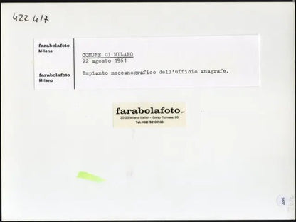 Impianto meccanografico anagrafe 1961 Ft 3677 - Stampa 24x18 cm - Farabola Stampa ai sali d'argento (anni 90)