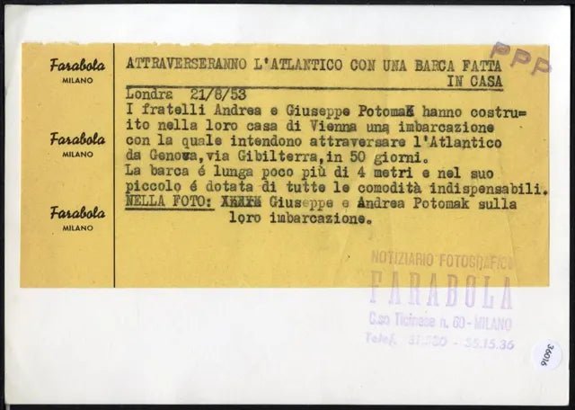 In barca attraverso l'Atlantico 1953 Ft 36016 - Stampa 18x13 cm - Farabola Stampa ai sali d'argento