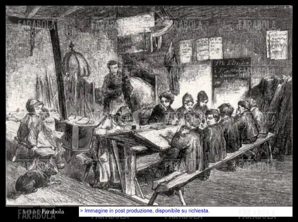 Incisione raffigurante scuola primaria sull'isola di Juma, 1872 - Farabola Immagine digitale