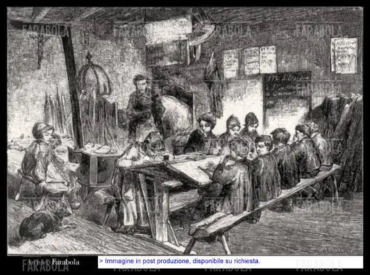 Incisione raffigurante scuola primaria sull'isola di Juma, 1872 - Farabola Immagine digitale
