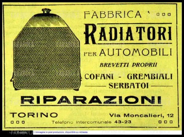 Inserzione pubblicitaria di una fabbrica di radiatori, anni 10 - Farabola Immagine digitale