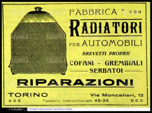 Inserzione pubblicitaria di una fabbrica di radiatori, anni 10 - Farabola Immagine digitale