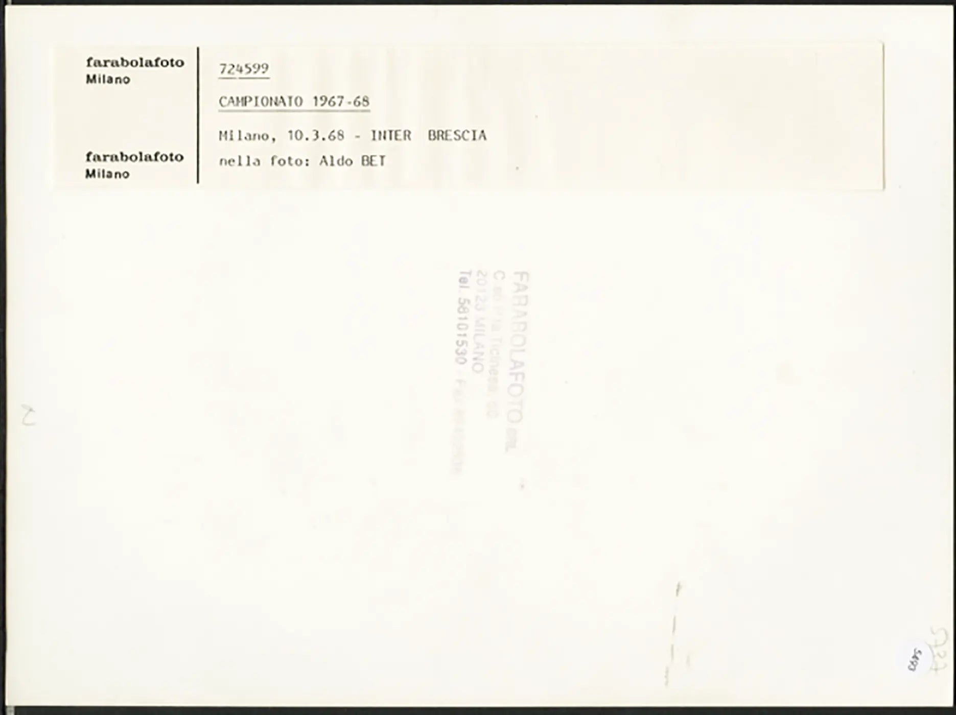 Inter Aldo Bet 1968 Ft 5493 - Stampa 24x18 cm - Farabola Stampa ai sali d'argento
