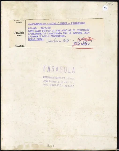 Invernizzi e Julinho Inter - Fiorentina 1958 Ft 4171 - Stampa 24x18 cm - Farabola Stampa ai sali d'argento