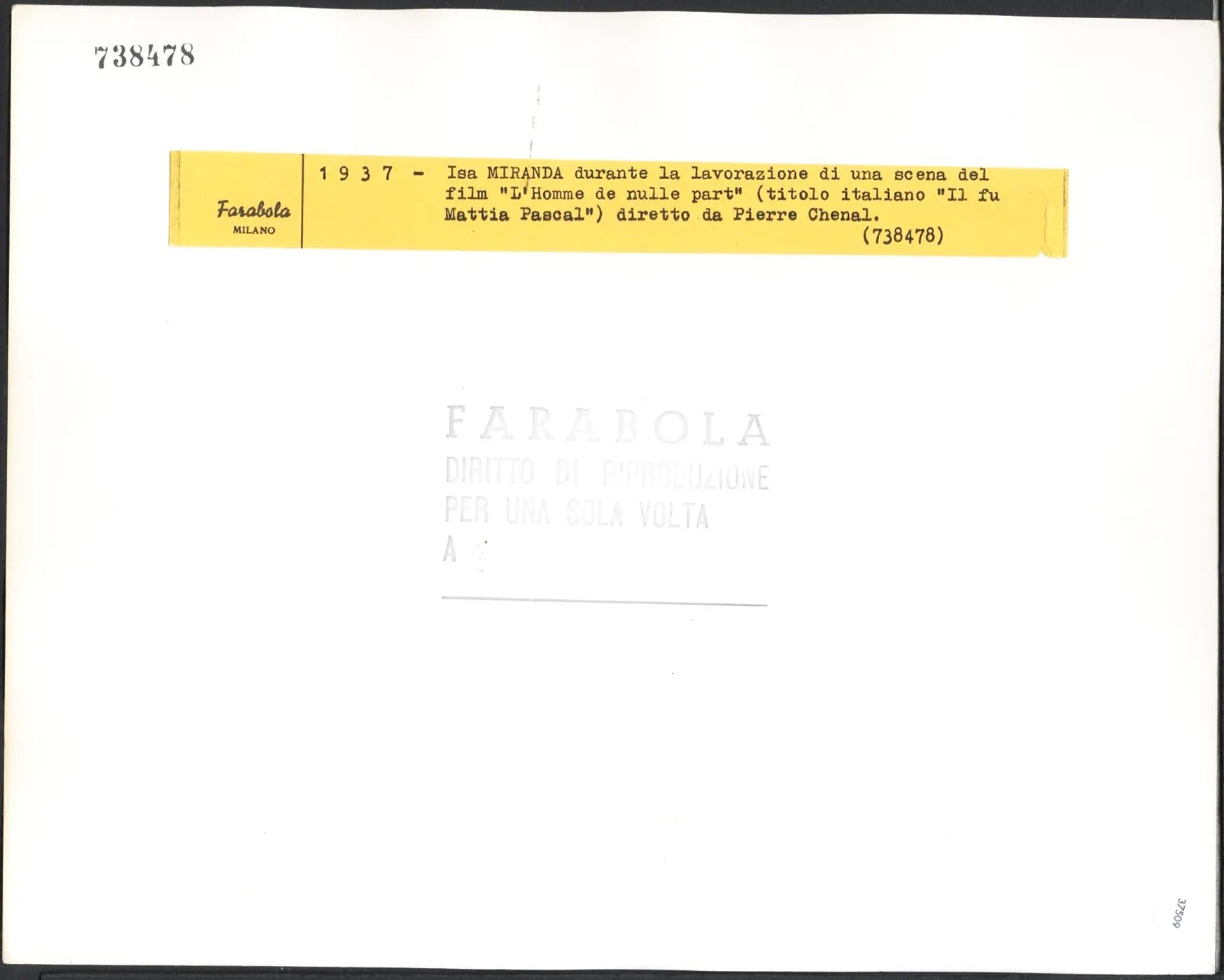 Isa Miranda Il fu Mattia Pascal 1937 Ft 37509 - Stampa 24x30 cm - Farabola Stampa ai sali d'argento