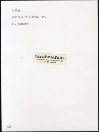 Iva Zanicchi Festival di Sanremo 1969 Ft 35763 - Stampa 24x18 cm - Farabola Stampa ai sali d'argento (anni 90)