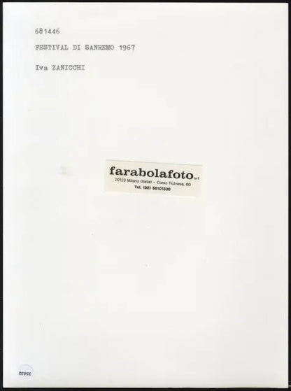 Iva Zanicchi Sanremo 1967 Ft 35632 - Stampa 24x18 cm - Farabola Stampa ai sali d'argento (anni 90)