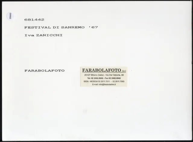 Iva Zanicchi Sanremo 1967 Ft 35663 - Stampa 24x18 cm - Farabola Stampa ai sali d'argento (anni 90)