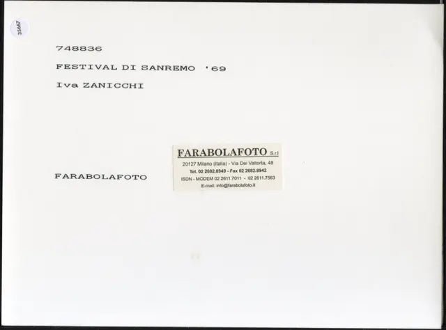 Iva Zanicchi Sanremo 1969 Ft 35667 - Stampa 24x18 cm - Farabola Stampa ai sali d'argento (anni 90)