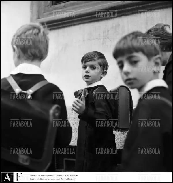 Jacopo Fo il primo giorno di scuola, Milano, 1962 - Farabola Immagine digitale
