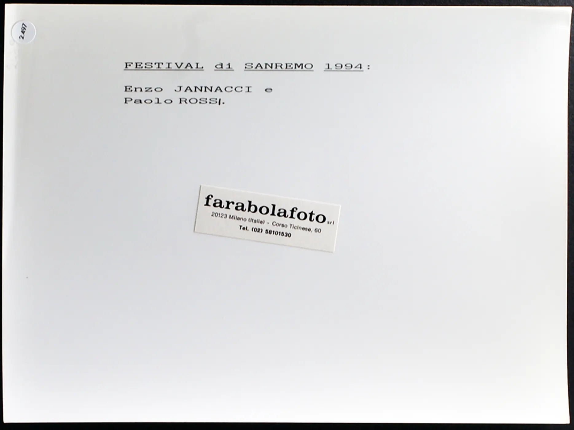 Jannacci e Paolo Rossi Sanremo 1994 Ft 2497 - Stampa 24x18 cm - Farabola Stampa ai sali d'argento