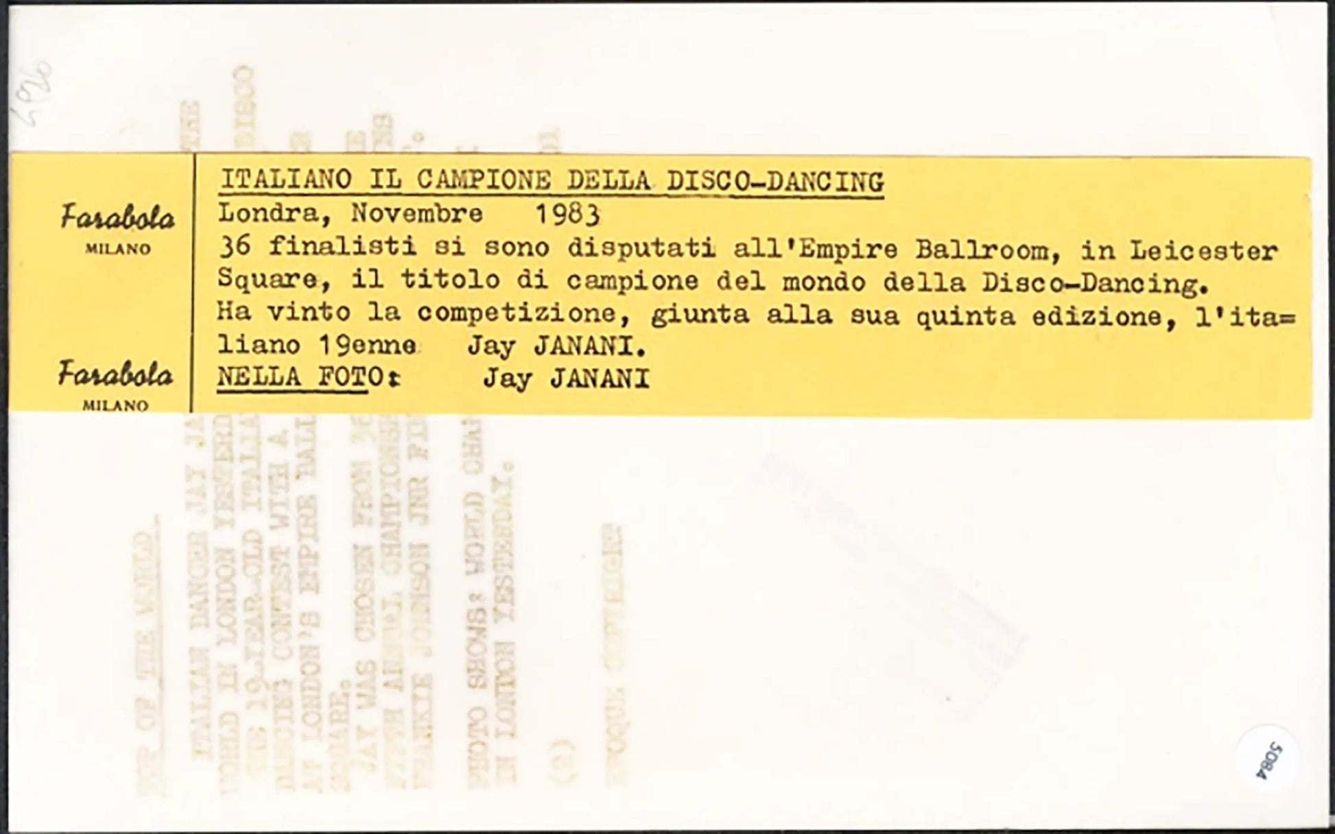 Jay Janani Campione Disco Dance 1983 Ft 5084 - Stampa 13x20 cm - Farabola Stampa ai sali d'argento