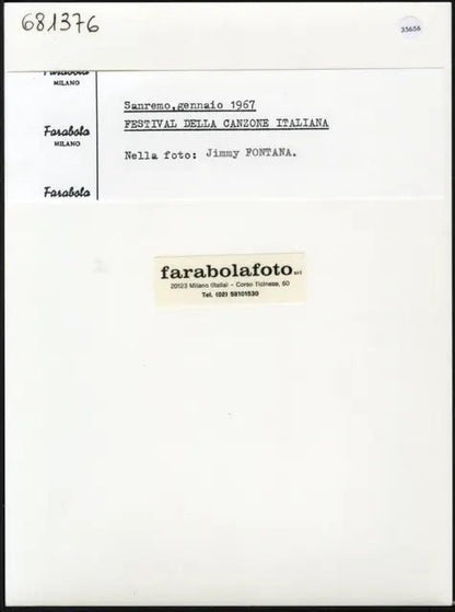 Jimmy Fontana Sanremo 1967 Ft 35656 - Stampa 24x18 cm - Farabola Stampa ai sali d'argento (anni 90)