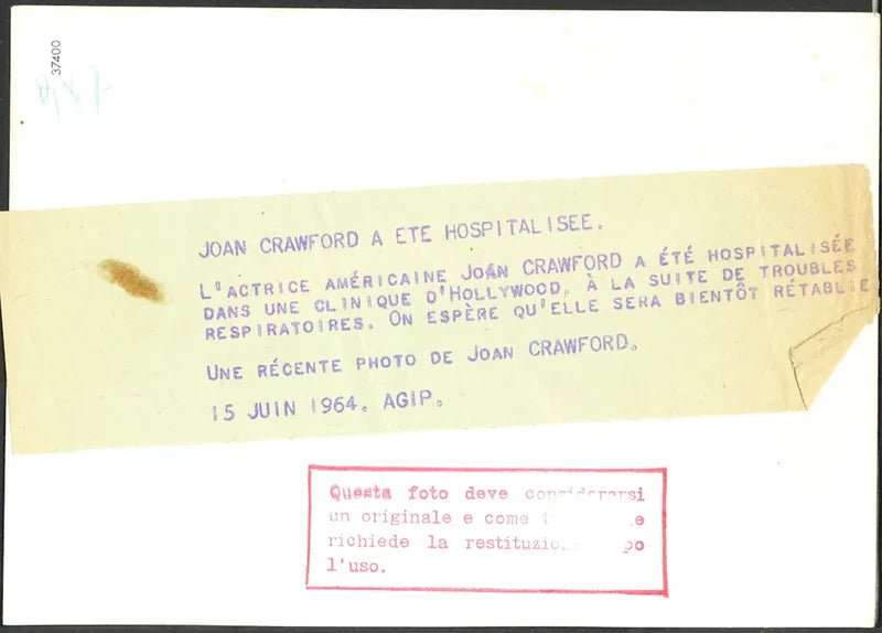 Joan Crawford 1964 Ft 37400 - Stampa 18x13 cm - Farabola Stampa ai sali d'argento