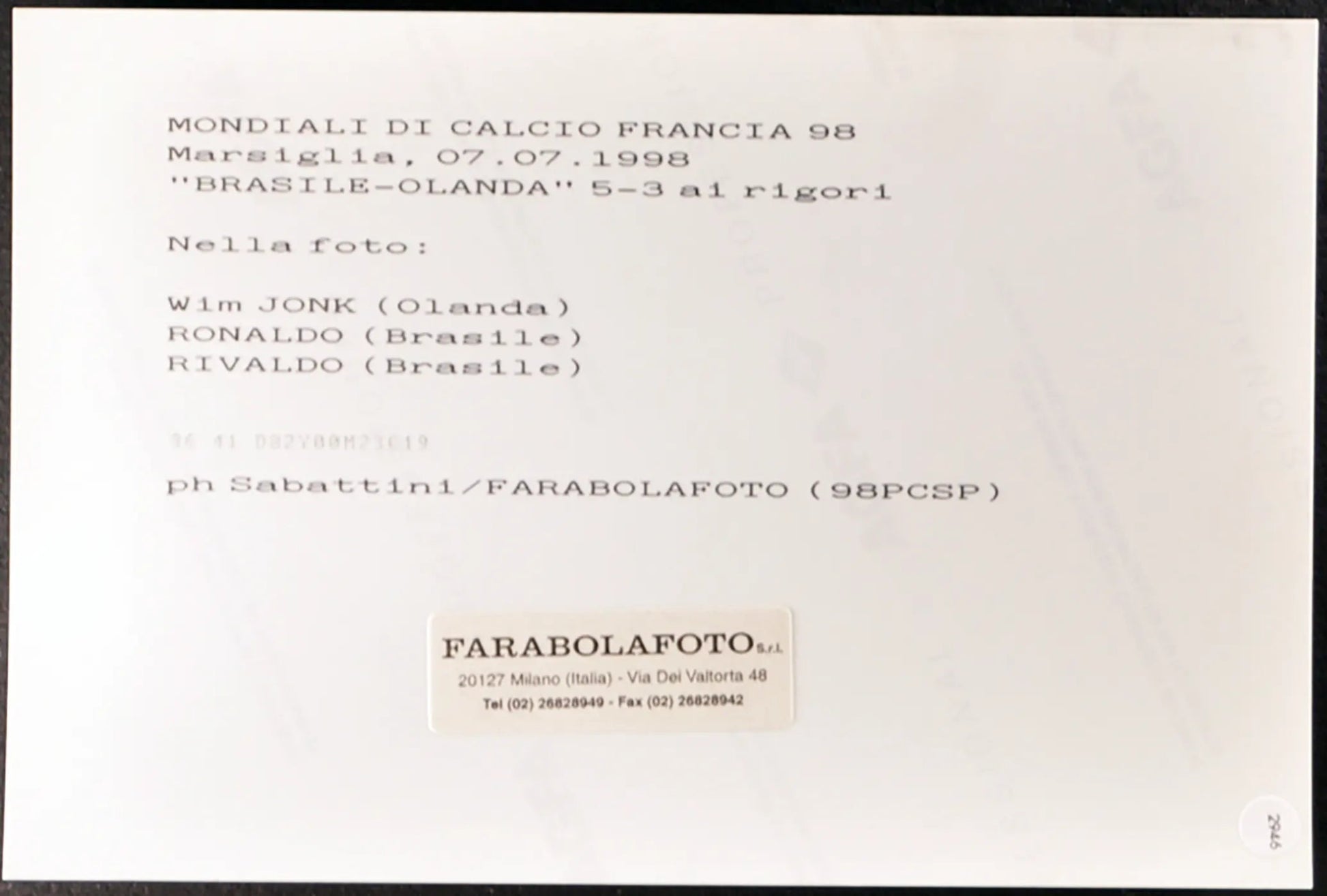 Jonk Ronaldo Rivaldo Mondiali Francia 98 Ft 2946 - Stampa 20x15 cm - Farabola Stampa ai sali d'argento