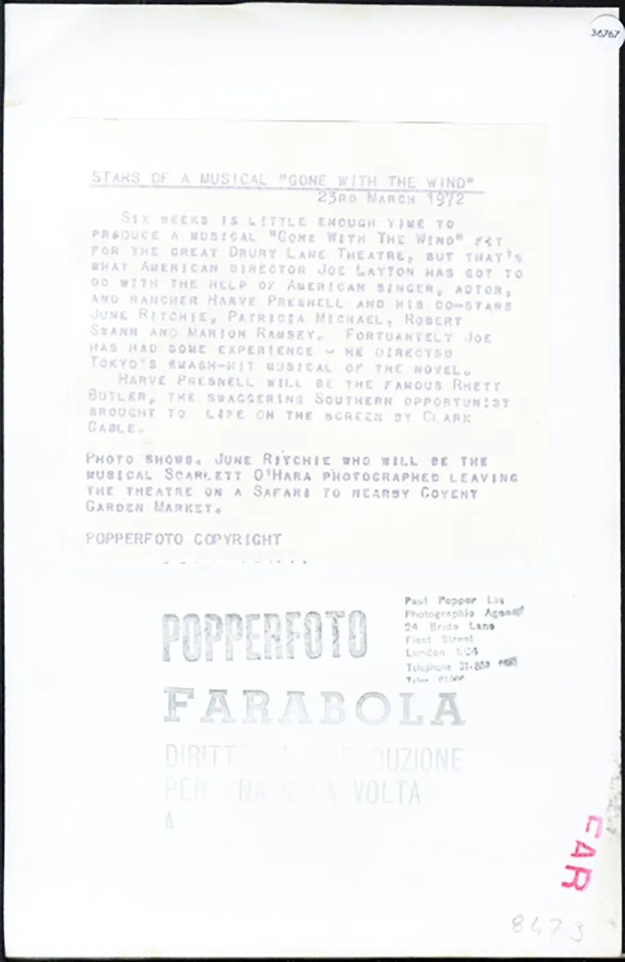 June Ritchie Londra 1972 Ft 36767 - Stampa 21x15 cm - Farabola Stampa ai sali d'argento