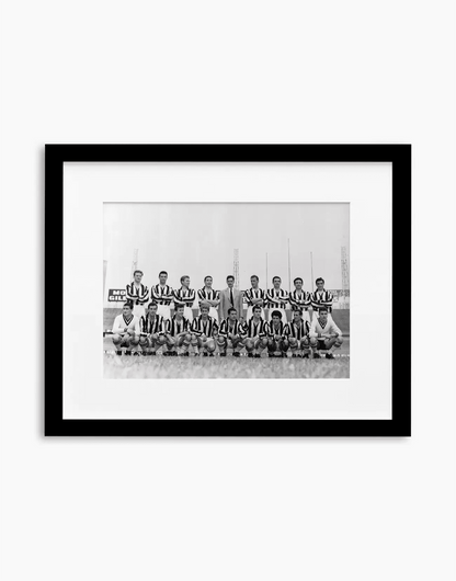 Juventus, la rosa della stagione 1958/1959 — stampa fine art con cornice nera