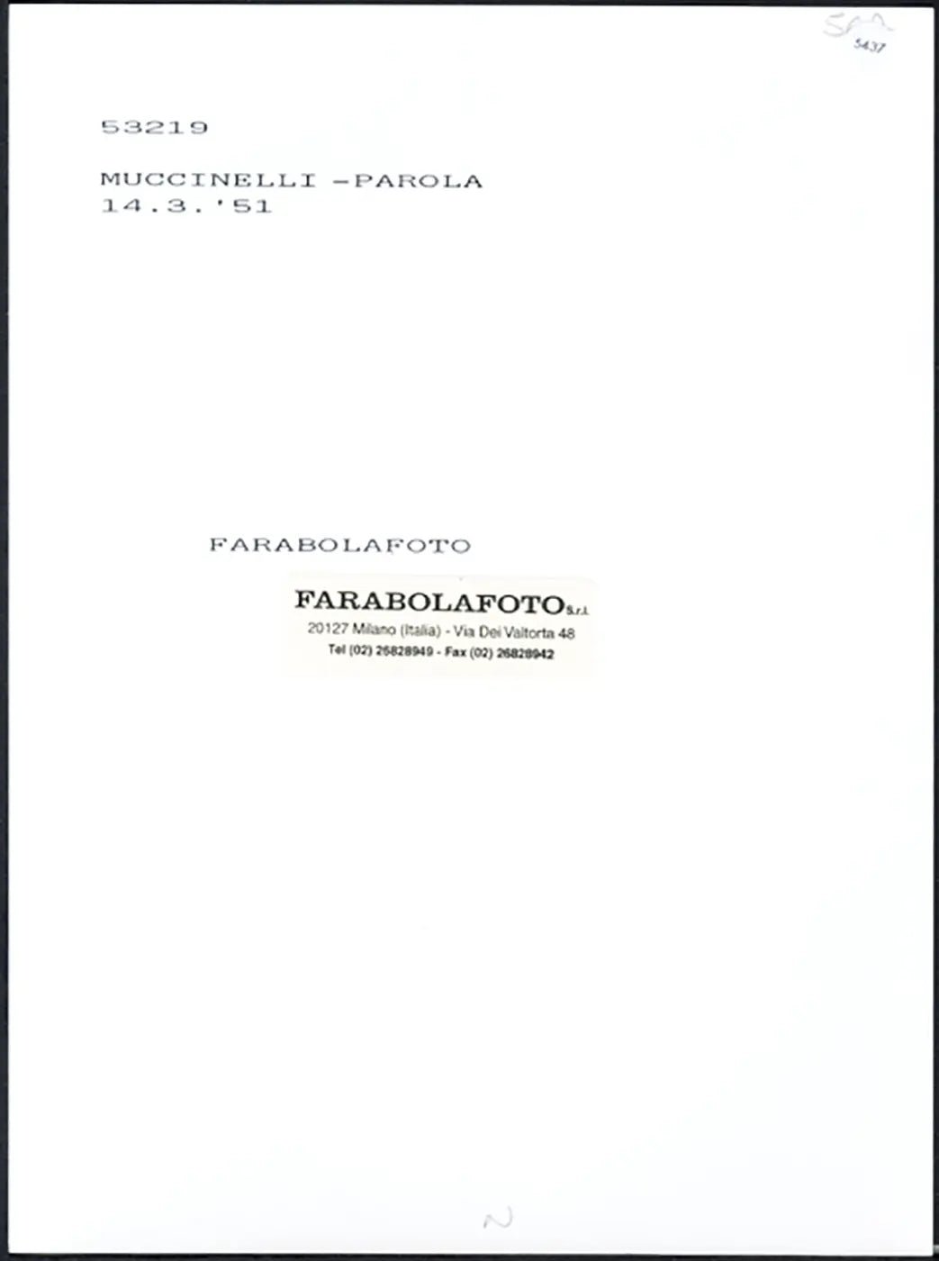 Juventus Muccinelli e Parola 1951 Ft 5437 - Stampa 24x18 cm - Farabola Stampa ai sali d'argento (anni 90)