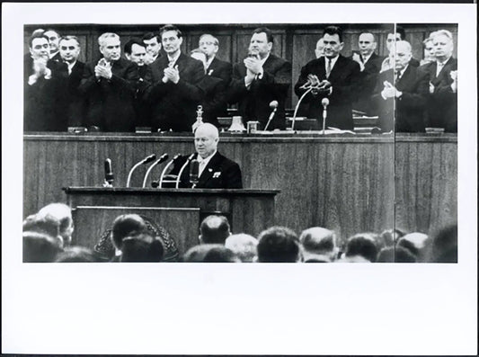Kruscev al Congresso del Pcus 1959 Ft 37808 - Stampa 24x18 cm - Farabola Stampa ai sali d'argento (anni 90)