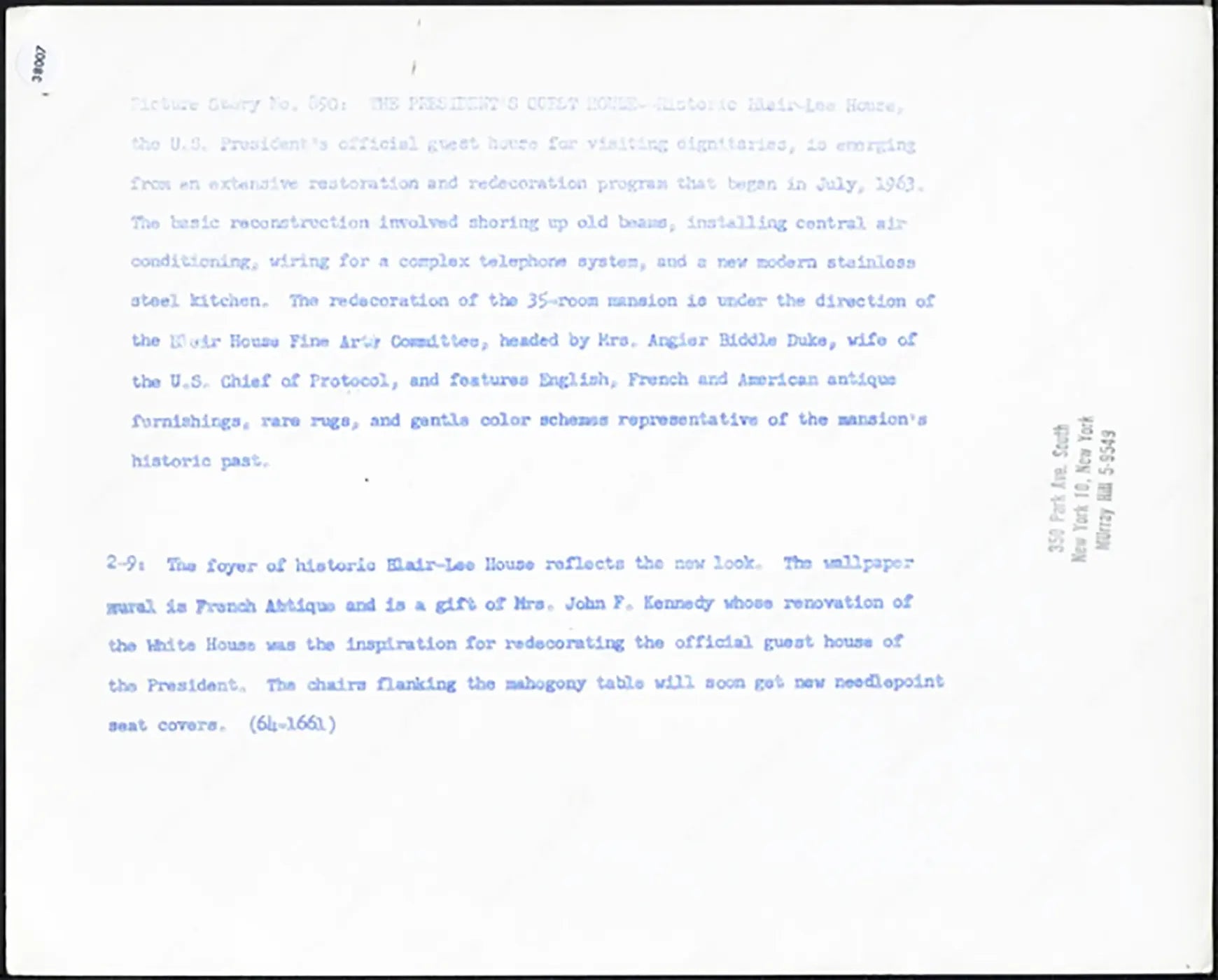 La Blair House a Washington 1964 Ft 38007 - Stampa 20x25 cm - Farabola Stampa ai sali d'argento
