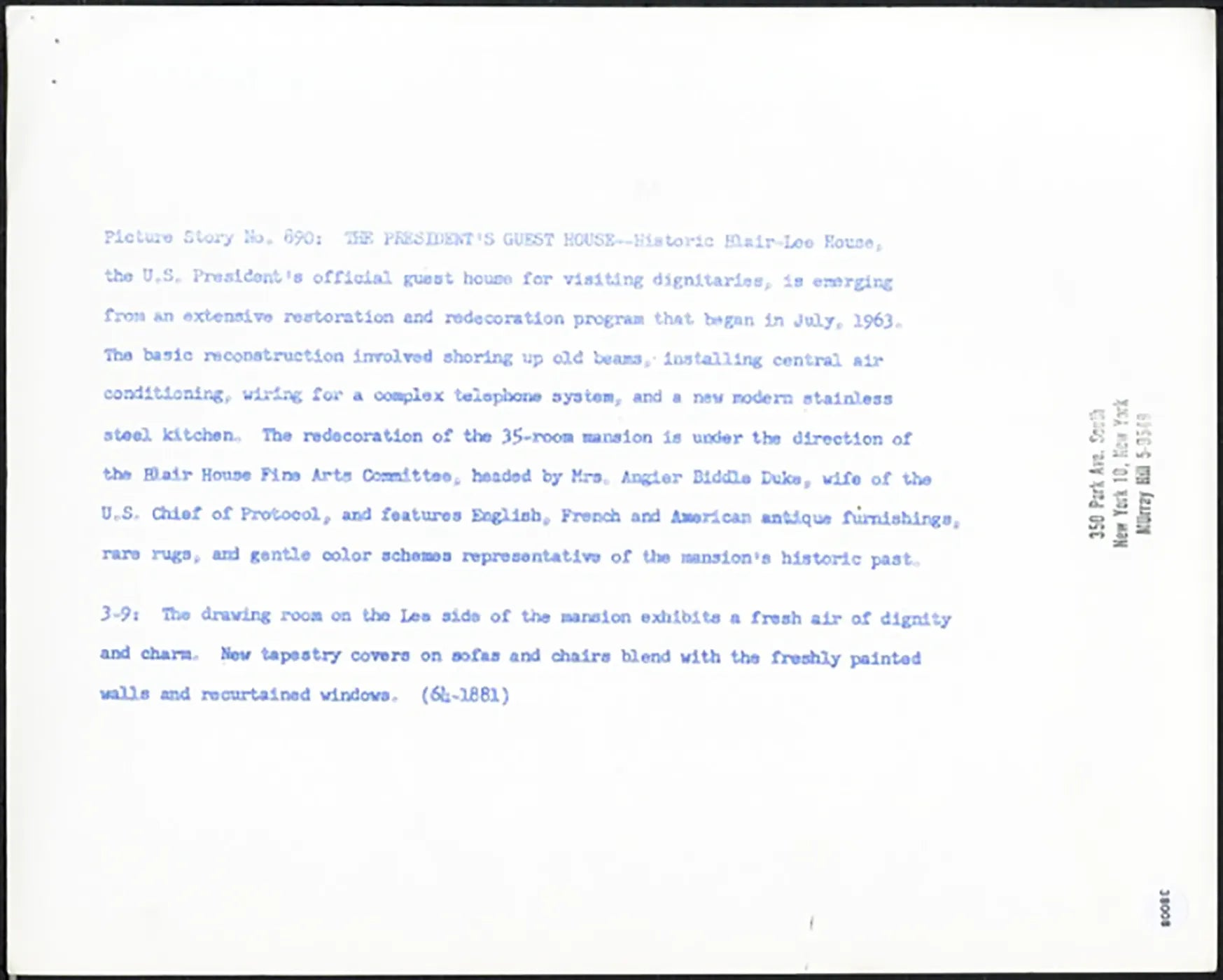 La Blair House a Washington 1964 Ft 38008 - Stampa 20x25 cm - Farabola Stampa ai sali d'argento