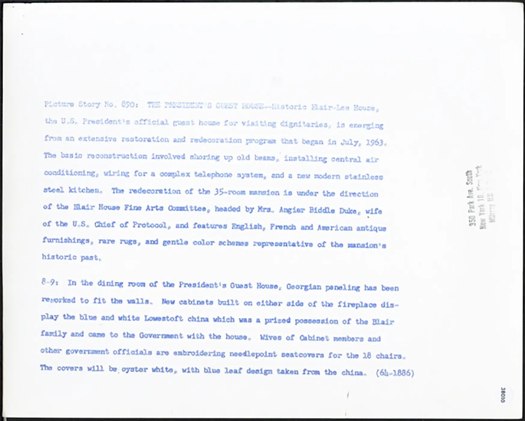 La Blair House a Washington 1964 Ft 38010 - Farabola Stampa ai sali d'argento