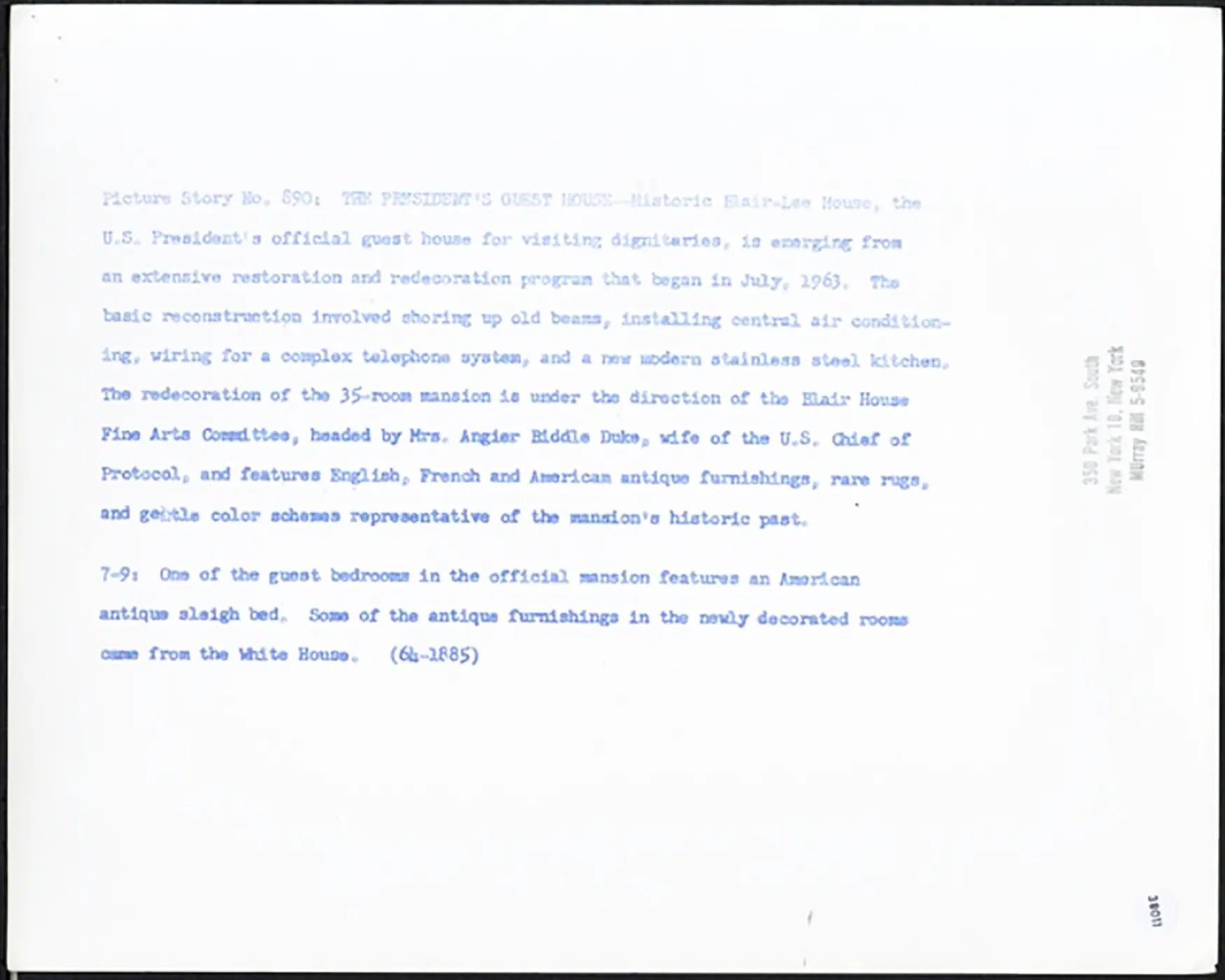 La Blair House a Washington 1964 Ft 38011 - Stampa 20x25 cm - Farabola Stampa ai sali d'argento