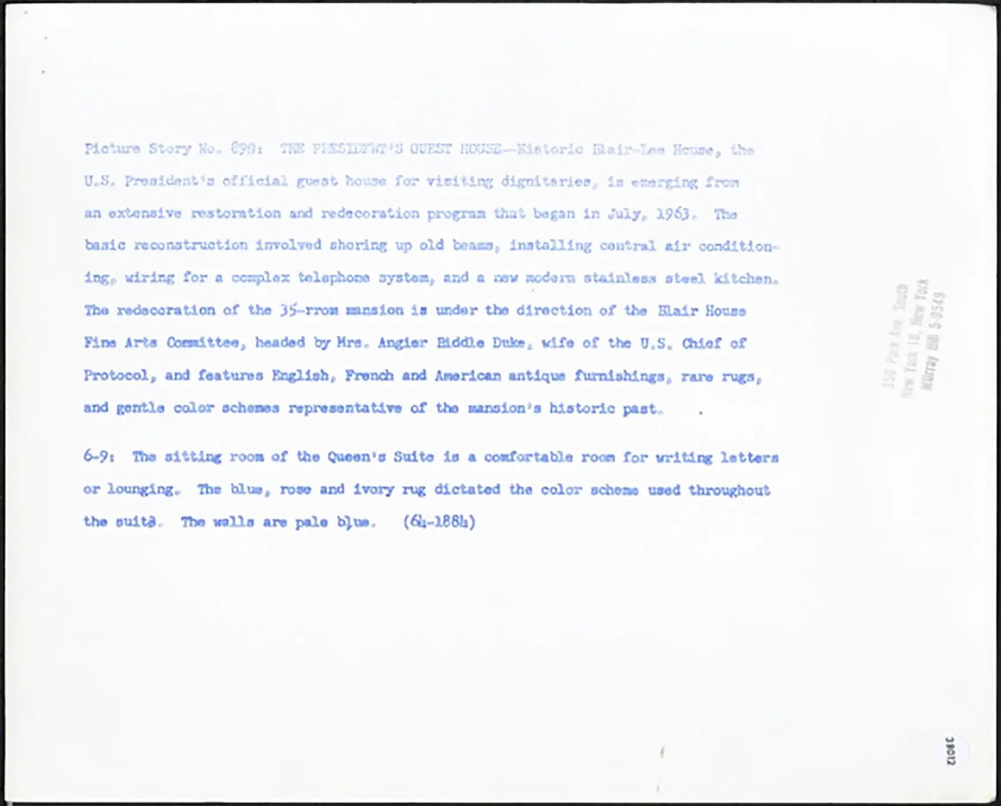 La Blair House a Washington 1964 Ft 38012 - Stampa 20x25 cm - Farabola Stampa ai sali d'argento