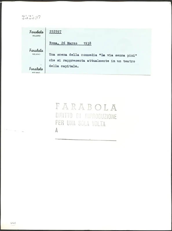La commedia La via senza pini 1938 Ft 37373 - Stampa 22x29 cm - Farabola Stampa ai sali d'argento