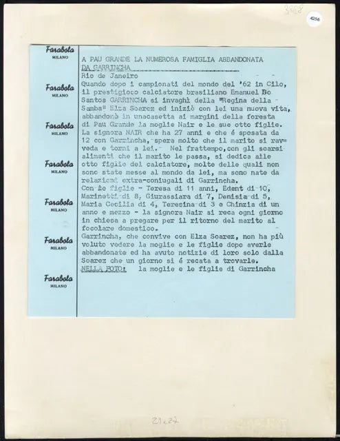 La famiglia di Garrincha anni 60 Ft 4256 - Stampa 21x27 cm - Farabola Stampa ai sali d'argento