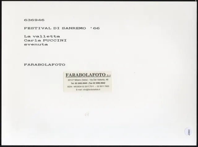 La valletta svenuta Sanremo 1966 Ft 35817 - Stampa 24x18 cm - Farabola Stampa ai sali d'argento (anni 90)