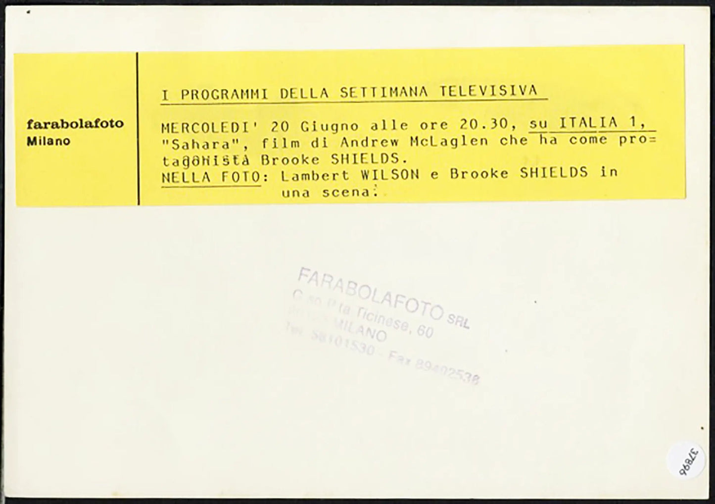 Lambert Wilson e Brooke Shields film Sahara Ft 37896 - Stampa 18x13 cm - Farabola Stampa ai sali d'argento