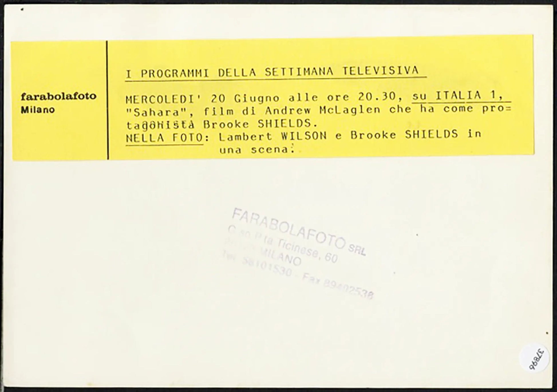 Lambert Wilson e Brooke Shields film Sahara Ft 37896 - Stampa 18x13 cm - Farabola Stampa ai sali d'argento