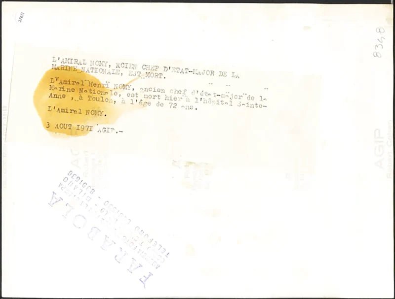 L'ammiraglio Henri Nomy 1971 Ft 37611 - Stampa 24x18 cm - Farabola Stampa ai sali d'argento
