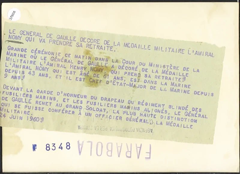 L'ammiraglio Nomy e il generale De Gaulle 1960 Ft 37606 - Stampa 18x13 cm - Farabola Stampa ai sali d'argento