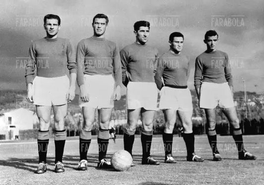 L'attacco dell'Italia per la partita con l'Ungheria, Firenze, 1959 - Farabola Immagine digitale