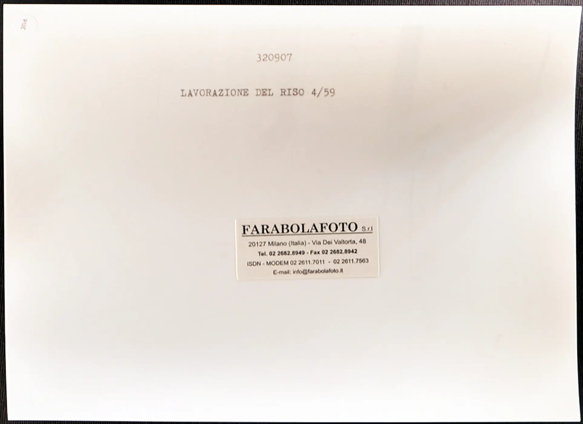 Lavorazione del riso 1959 Ft 3116 - Stampa 24x18 cm - Farabola Stampa ai sali d'argento (anni 90)