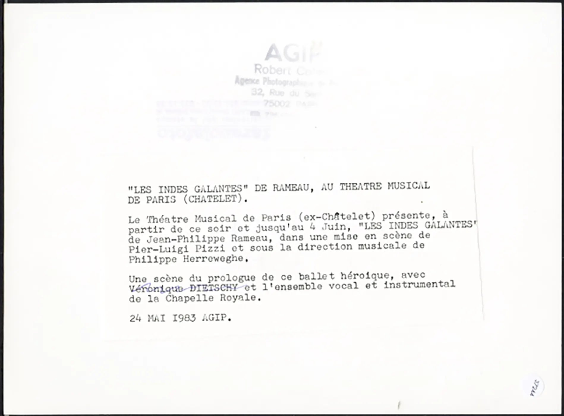 Le Indie Galanti Parigi 1983 Ft 37244 - Stampa 24x18 cm - Farabola Stampa ai sali d'argento