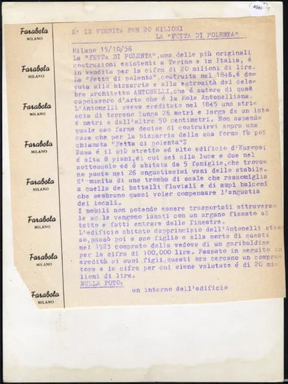 L'edificio Fetta di Polenta a Torino 1956 Ft 4061 - Stampa 24x18 cm - Farabola Stampa ai sali d'argento