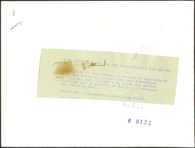 L'ex generale Jean Nicot 1961 Ft 37658 - Stampa 24x18 cm - Farabola Stampa ai sali d'argento