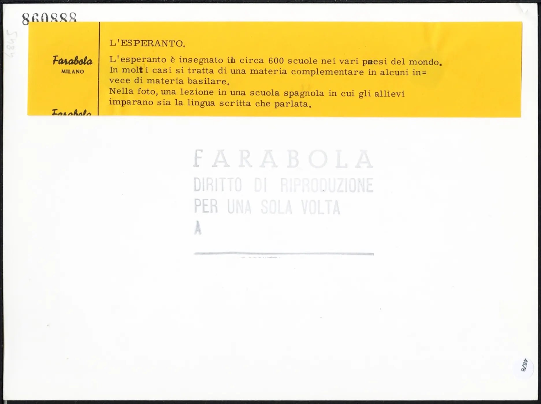 Lezioni di esperanto in Spagna Ft 4878 - Stampa 24x18 cm - Farabola Stampa ai sali d'argento