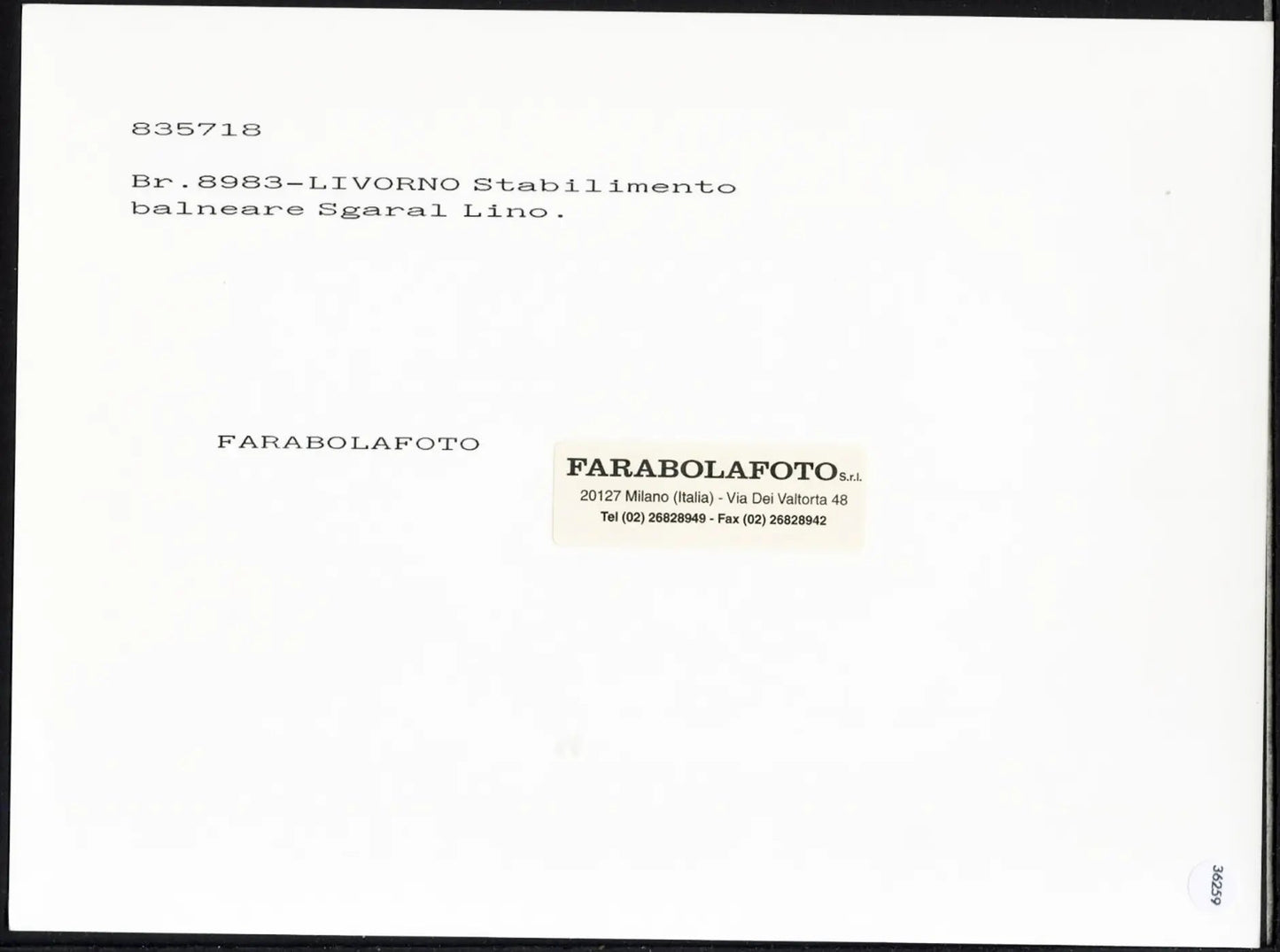 Livorno Stabilimento balneare '900 Ft 36259 - Stampa 24x18 cm - Farabola Stampa ai sali d'argento (anni 90)